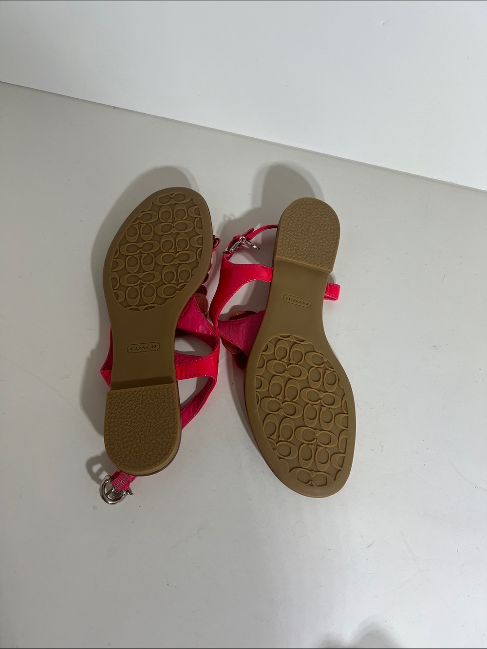 Coach Women's Hot Pink Floral T-Strap Sandals - Picture 3 of 6
